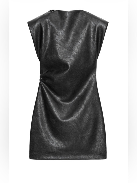 Zara Dresses & Skirts - Zara Black Faux-Leather Draped Mini Dress